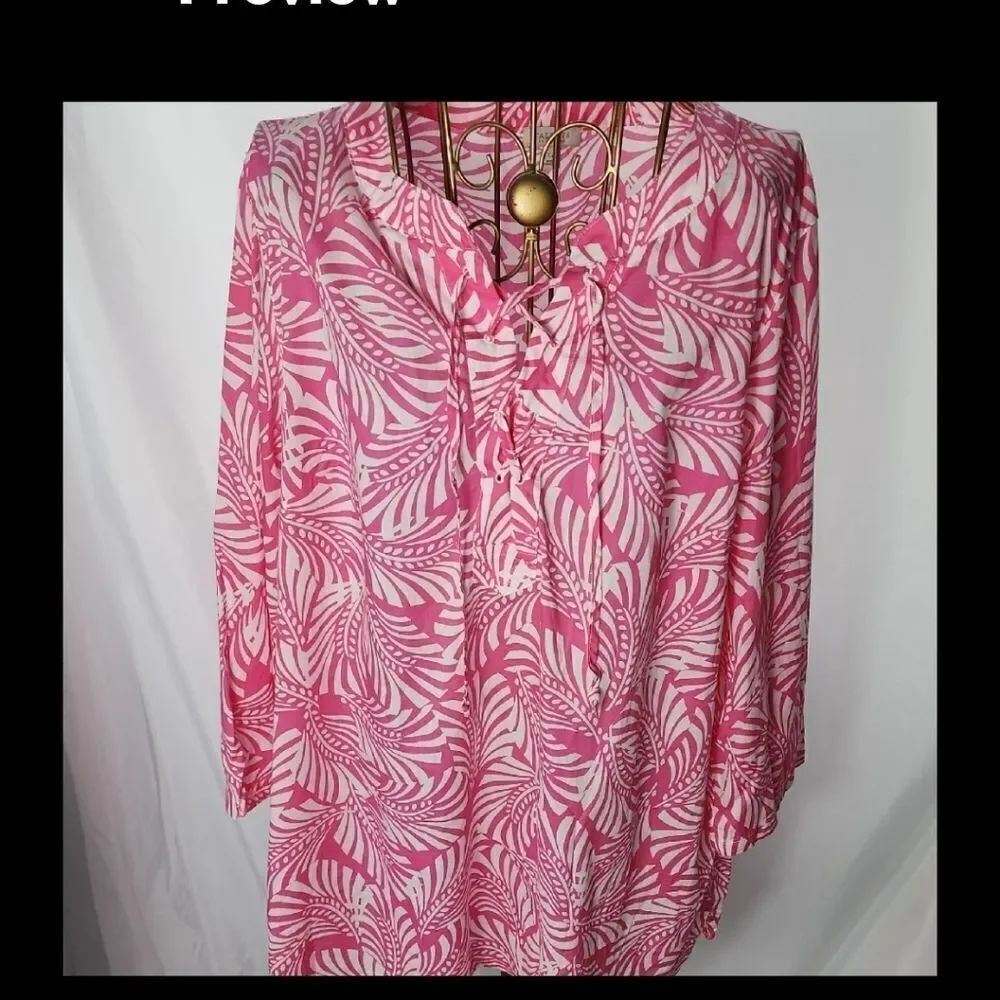 100% Cotton Summery 3/4 Sleeve Mandarin Collar Tunic Size L